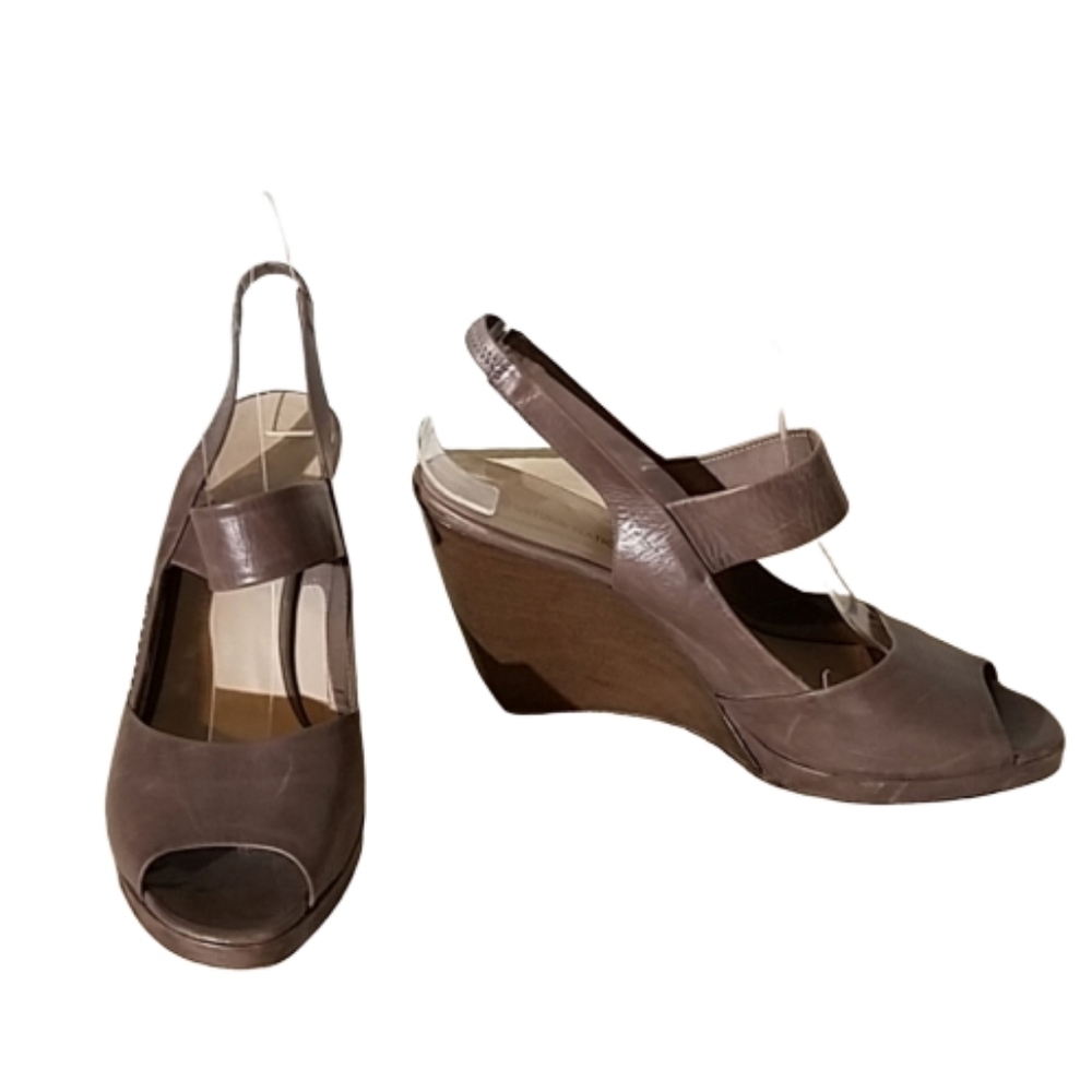 CNC Costume National‎ Gray Slingback Wedges 38.5